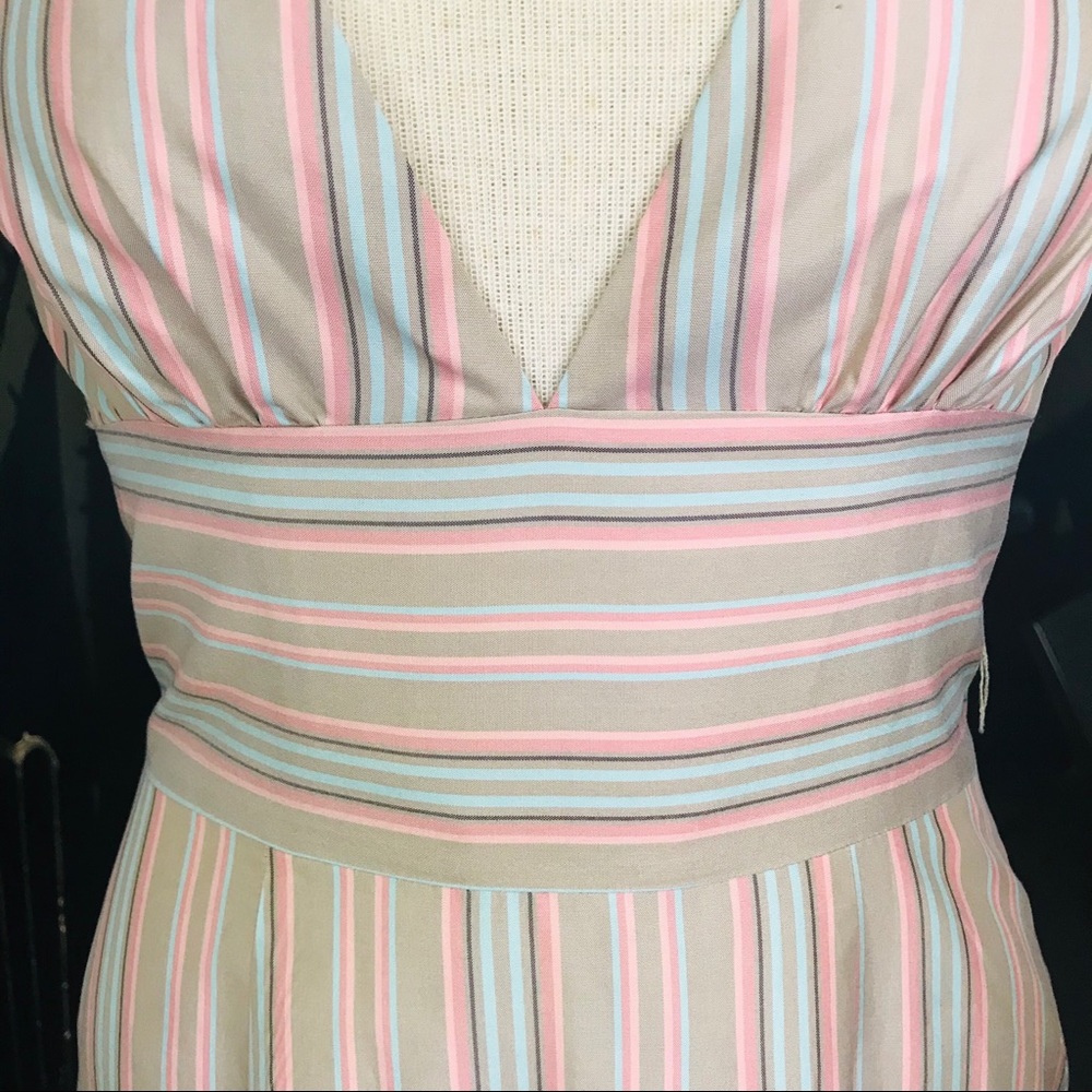Tommy Bahaha Silk Neutral Striped Halter Dress - Picture 5 of 14